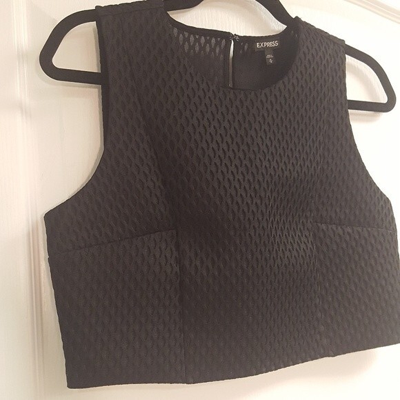 Express Black Mesh Crop Top - Picture 5 of 5